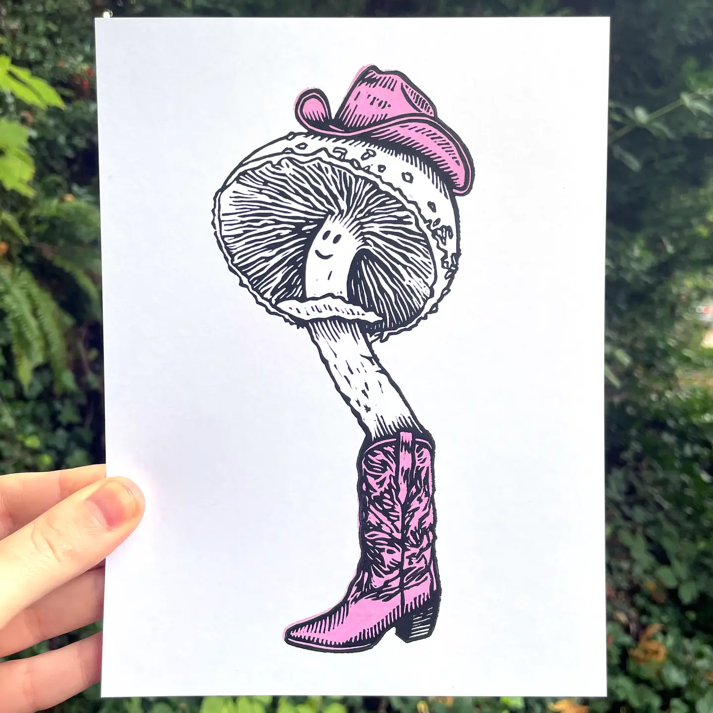 Mushroom Cowboy - Linocut Print